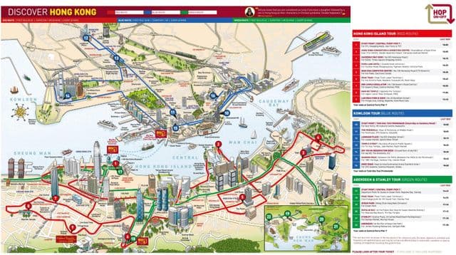 Hong Kong map Big Bus